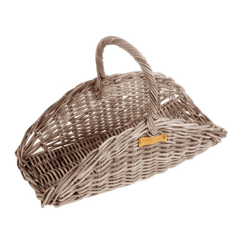 Stow Green Grey Wicker Trug Basket on a white background