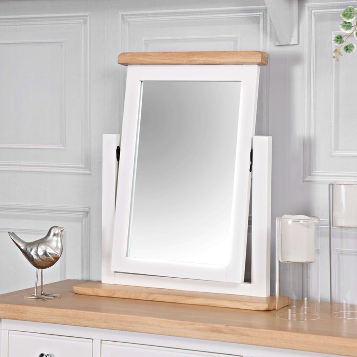 Derwent White Trinket Mirror lifestyle image of the mirror