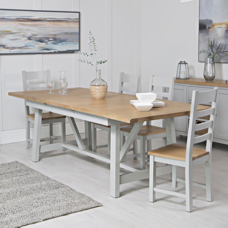Derwent Grey 1.8m Table and 4 Wooden Ladder Back Chairs lifestyle image