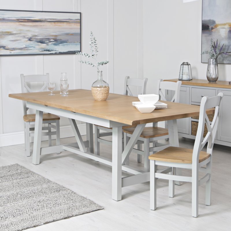 Derwent Grey 1.8m Table and 4 Wooden Cross Back Chairs lifestyle image