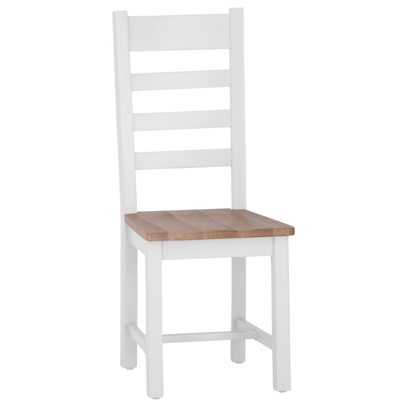 Derwent White 1.2m Table and 6 Wooden Ladder Back Chairs image of the chair on a white background