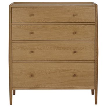 Ercol Winslow 4 Drawer Chest front view of the chest of drawers on a white background