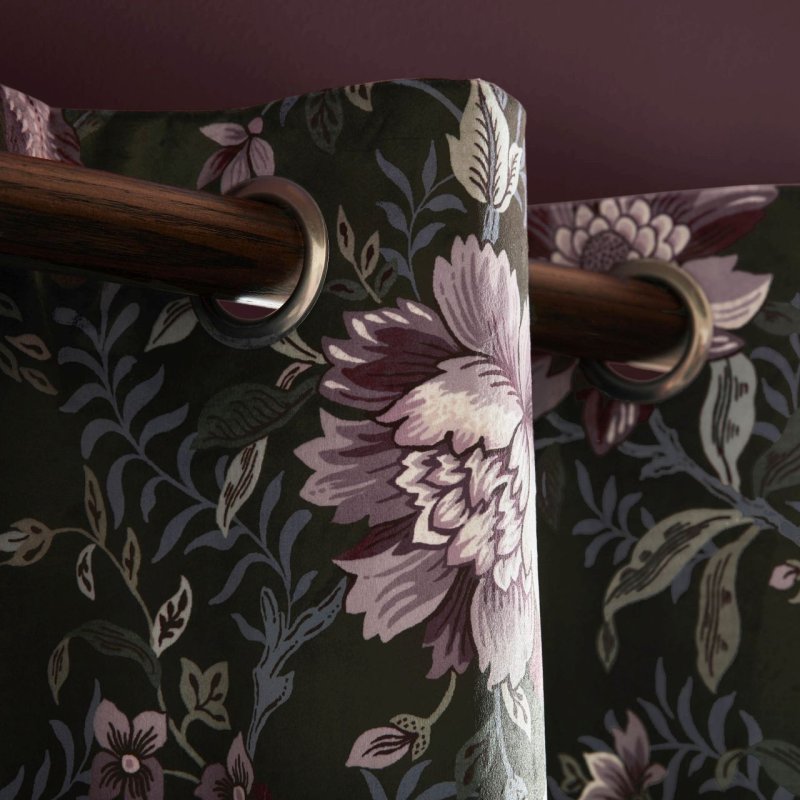 Laura Ashley | Edita's Charcoal Ready Made Curtains | Aldiss