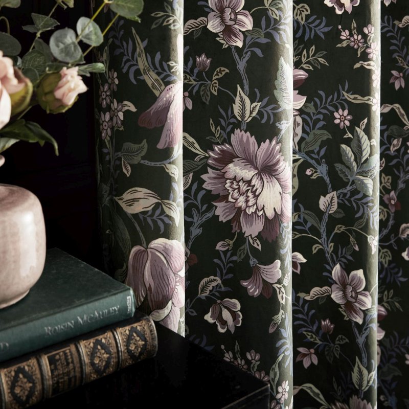 Laura Ashley | Edita's Charcoal Ready Made Curtains | Aldiss
