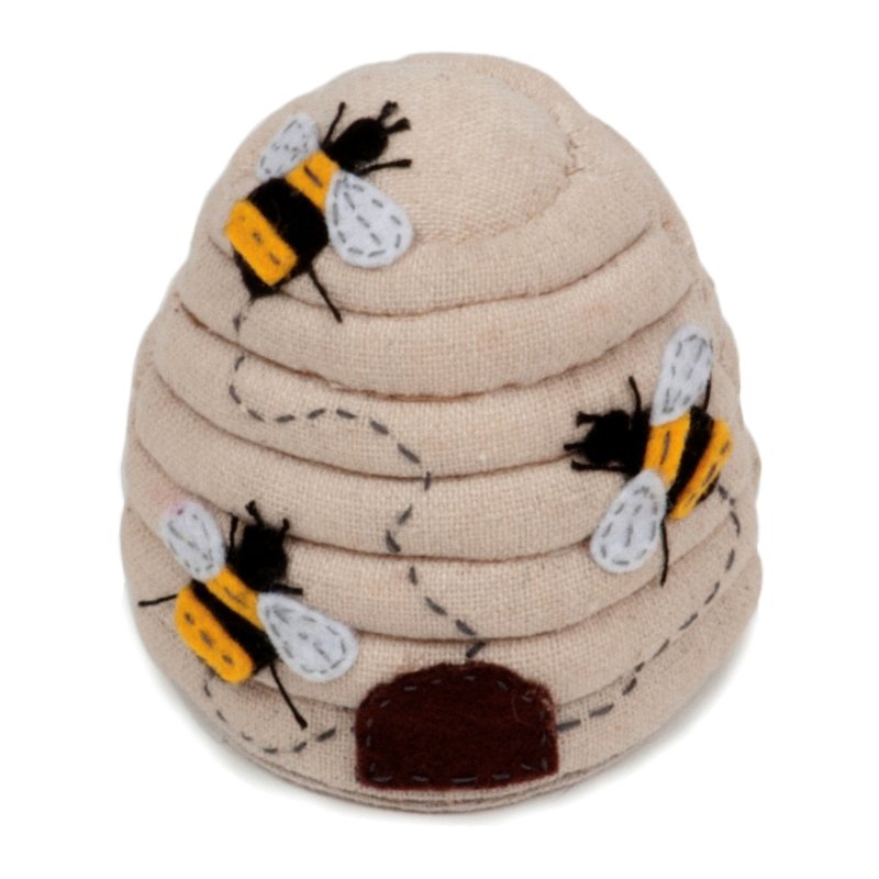 Applique Beehive Pin Cushion image of the pin cushion on a white background