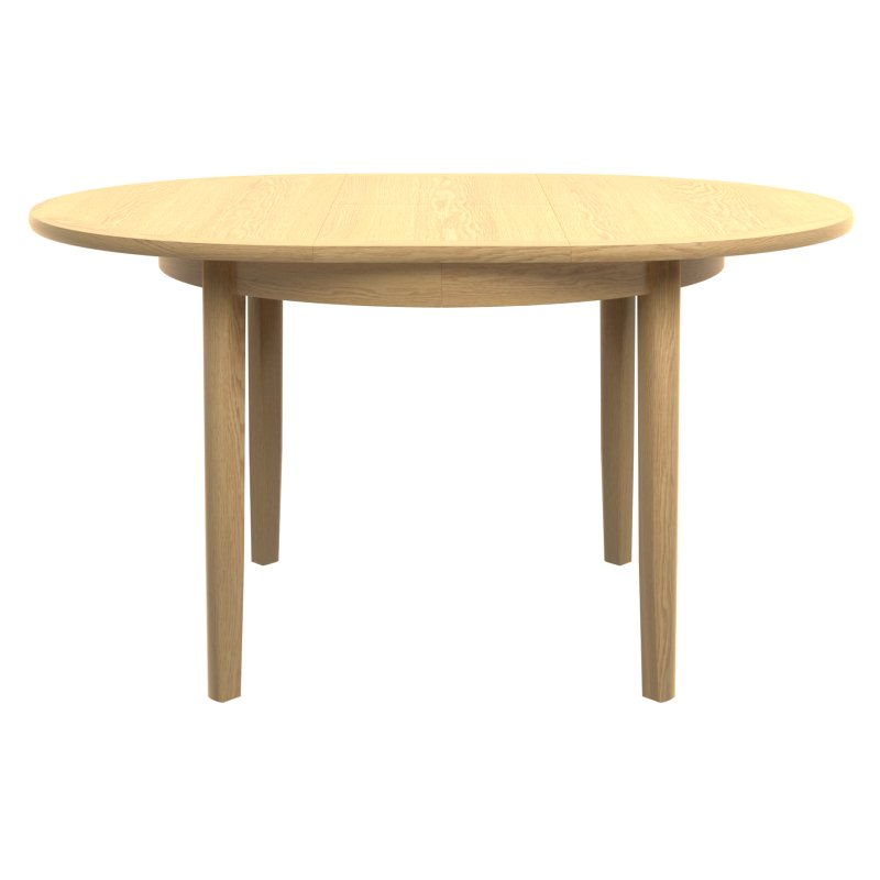 Warwick Oak Round Crown Dining Table on Legs side on image of the table on a white background