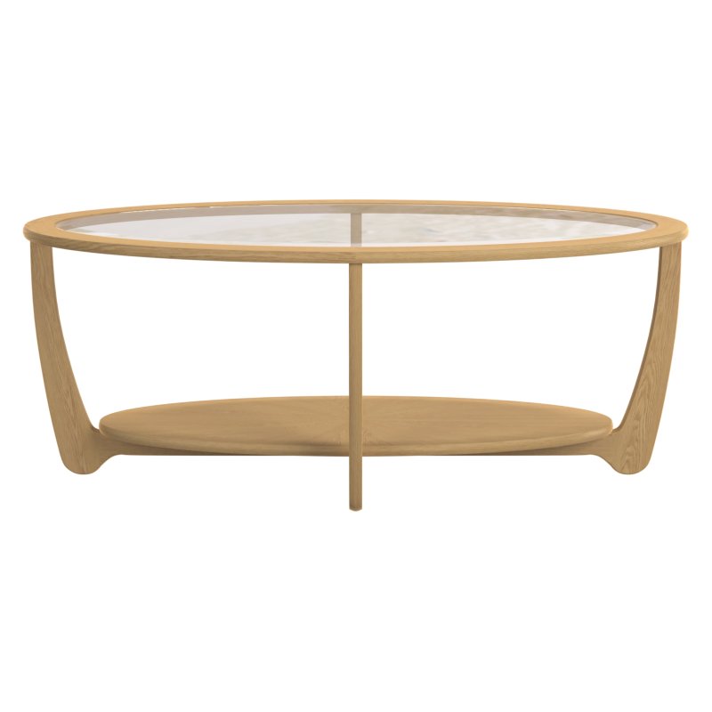 Warwick Oak Glass Oval Coffee Table | Aldiss of Norfolk