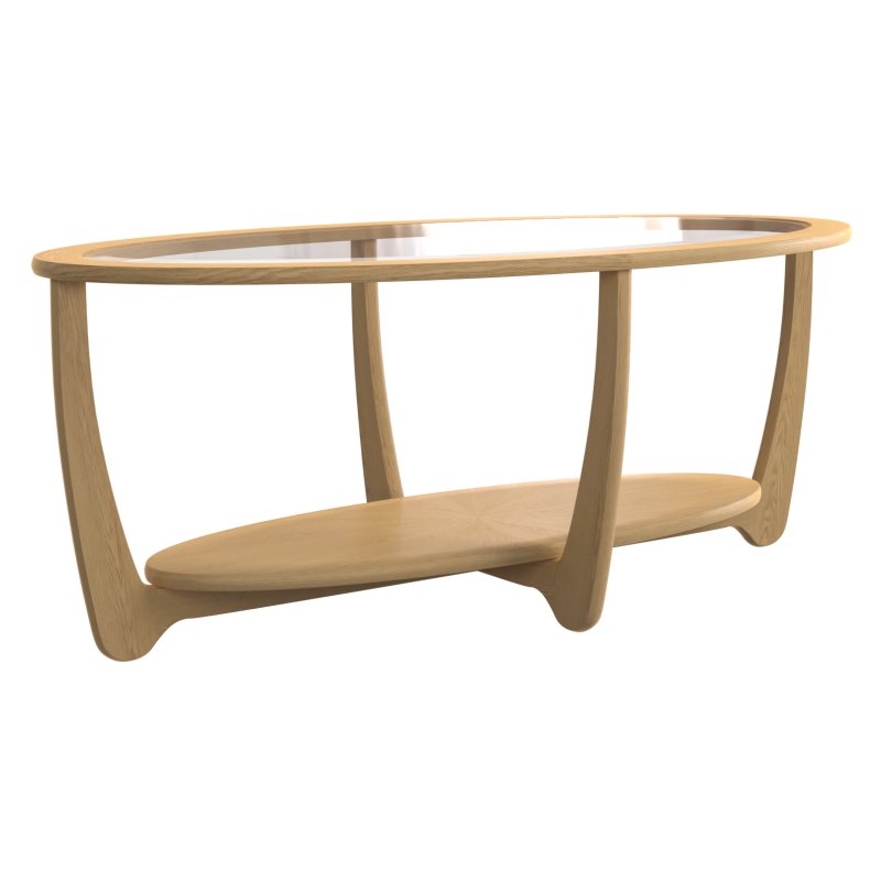 Warwick Oak Glass Oval Coffee Table | Aldiss of Norfolk