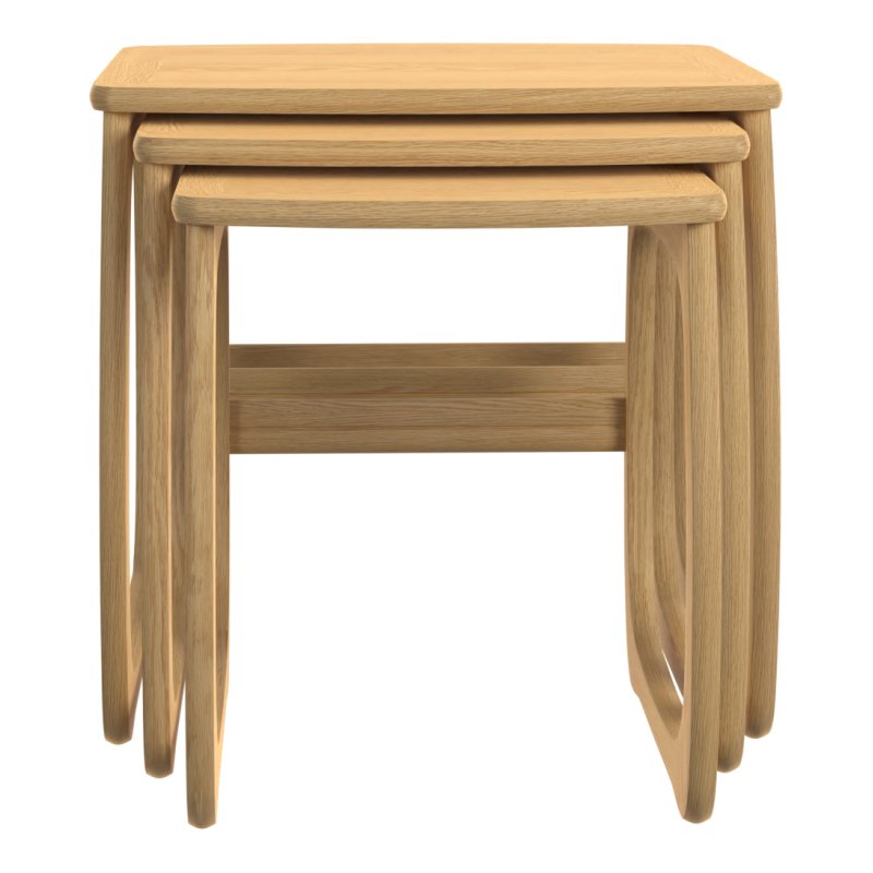 Warwick Oak Nest of 3 Tables image of the tables stacked together on a white background