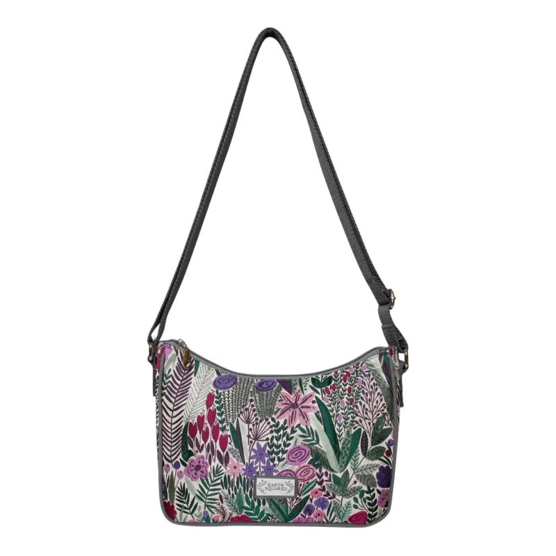 Earth Squared Plum Jacquard Emily Bag image of the bag on a white background