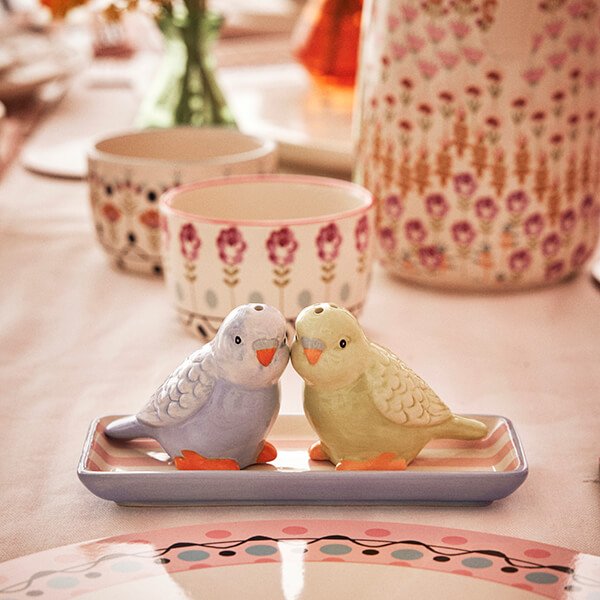 【新品】 【廃盤】Cath Kidston ソルト&ペッパー　置物　インテリア Cath Kidston Ceramic Budgie Salt & Pepper Shaker Set - Aldiss