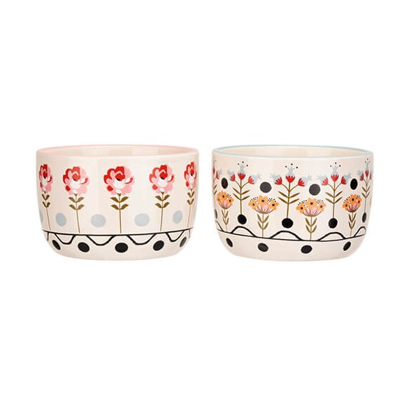 Cath Kidston Painted Table Set of 2 Ceramic Ramekins image of the ramekins on a white background