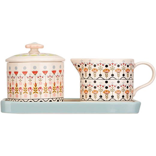 Cath Kidston Painted Table Ceramic Sugar & Milk Jug Set image of the set on a white background