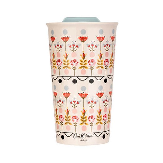 Cath Kidston Painted Table 300ml Ceramic Travel Mug image of the mug on a white background