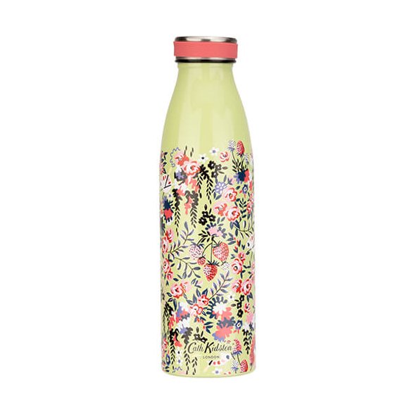 Cath Kidston Painted Table Ditsy Floral Stainless Steel 460ml Green Bottle image of the bottle on a white background