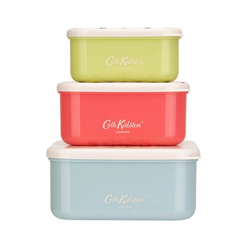 Cath Kidston Painted Table Set of 3 Squared Snack Boxes image of the boxes stacked on a white background