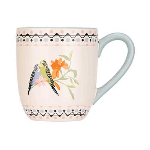 Cath Kidston Painted Table Budgie Blue Breakfast Mug image of the mug on a white background