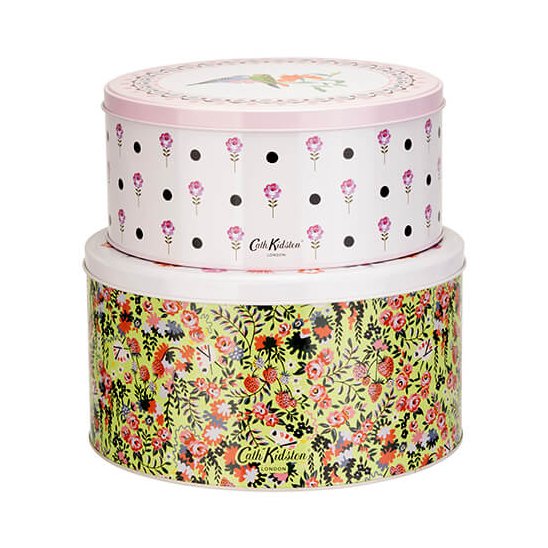 Cath Kidston Painted Table Cake Tin Set image of both tins stacked on a white background