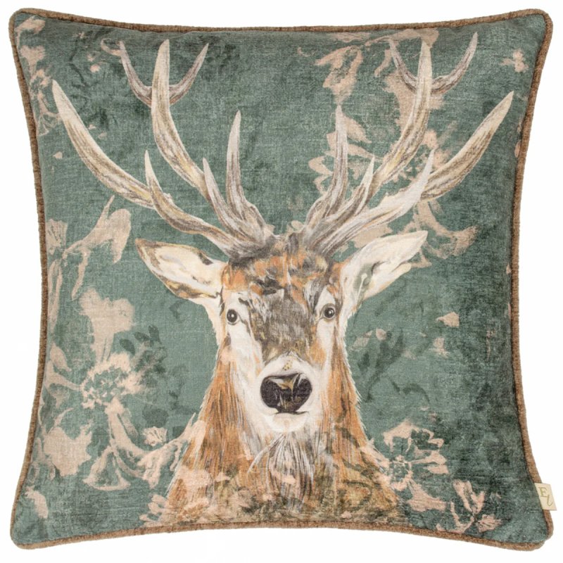 Evans Lichfield Avebury Stag Cushion Petrol