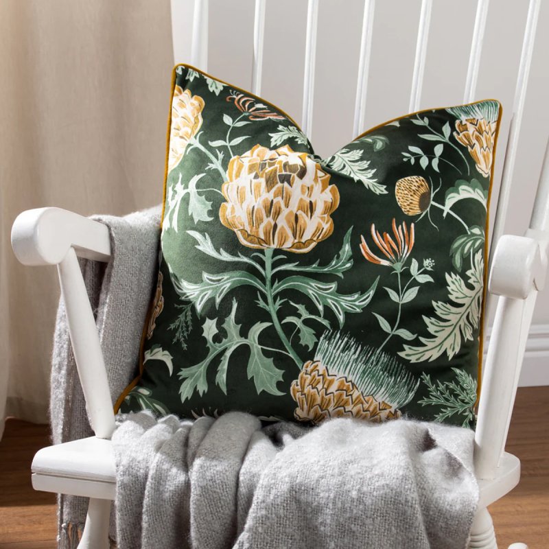 Evans Lichfield Chatsworth Artichoke Velvet Cushion Bottle Aldiss