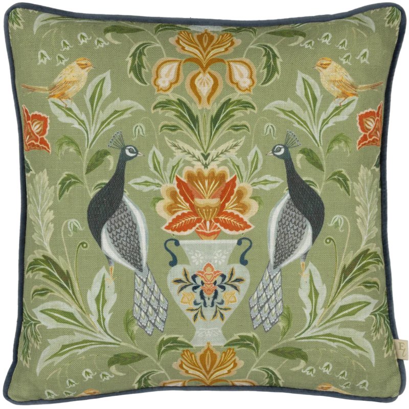 Evans Lichfield Chatsworth Peacock Cushion Sage