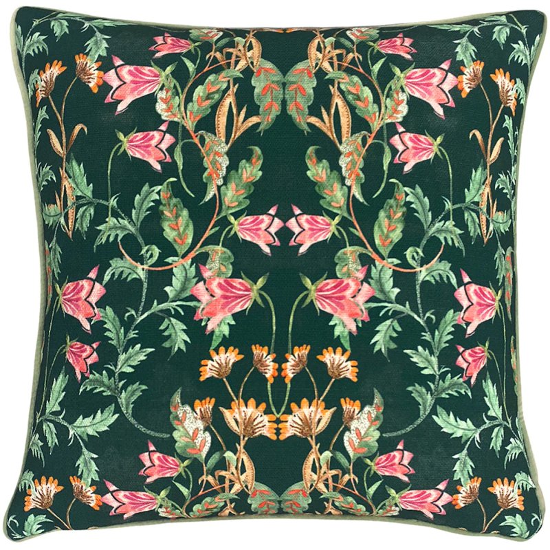 Evans Lichfield Heritage Bell Flowers Cushion Viridian