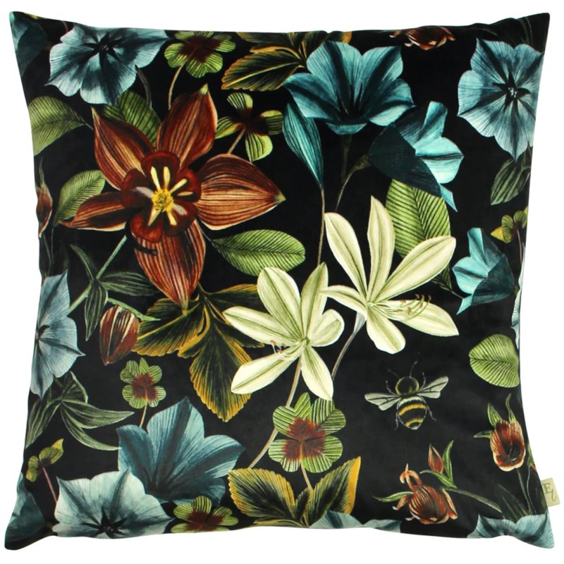 Evans Lichfield Midnight Garden Floral Square Cushion Teal