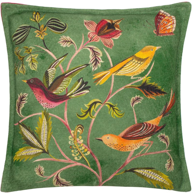 Wylder Holland Park Hedgerow Birds Cushion Green