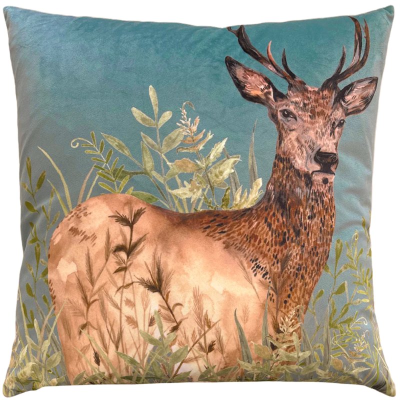 Wylder Willow Stag Cushion Cyan