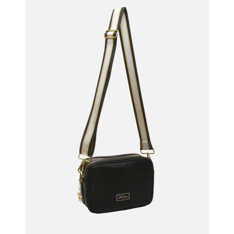 Alice Wheeler Black Soho Double Zipped Cross Body Bag