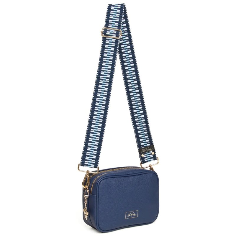 Alice Wheeler Navy Soho Double Zipped Cross Body Bag