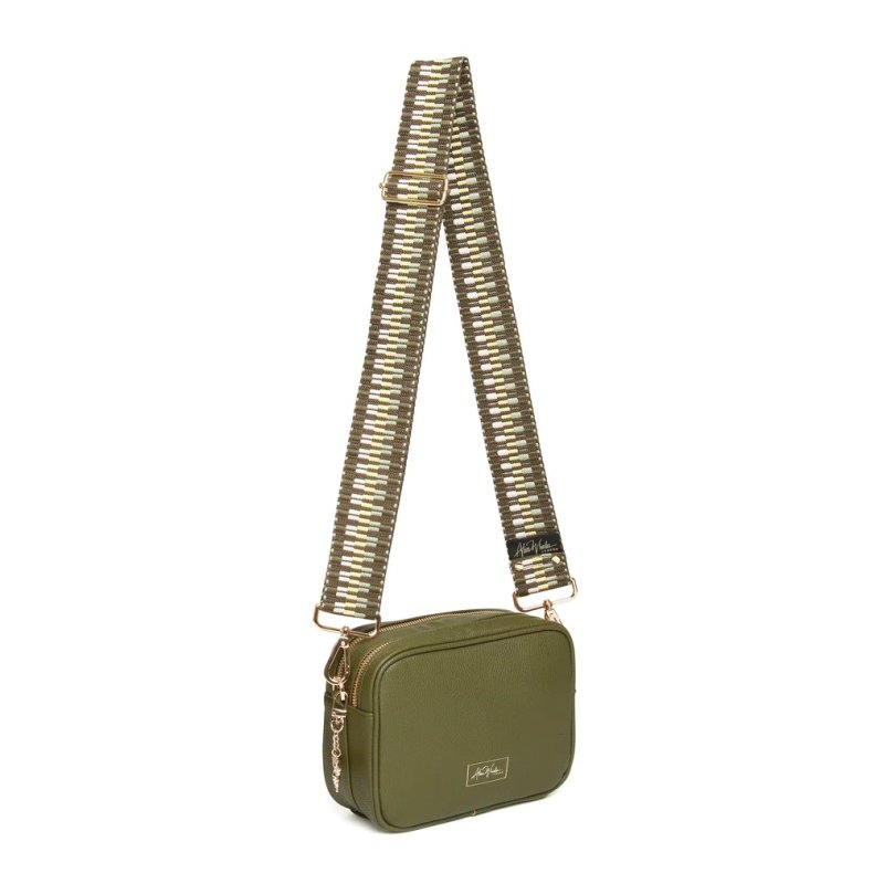 Alice Wheeler Olive Soho Double Zipped Cross Body Bag