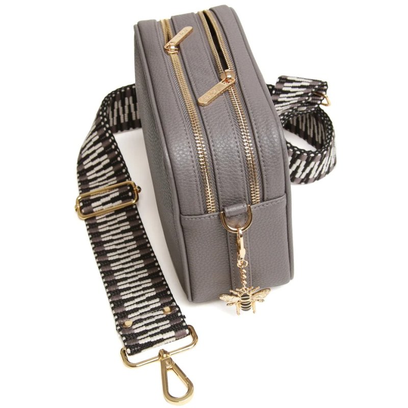 Alice Wheeler Slate Soho double zipped cross body bag