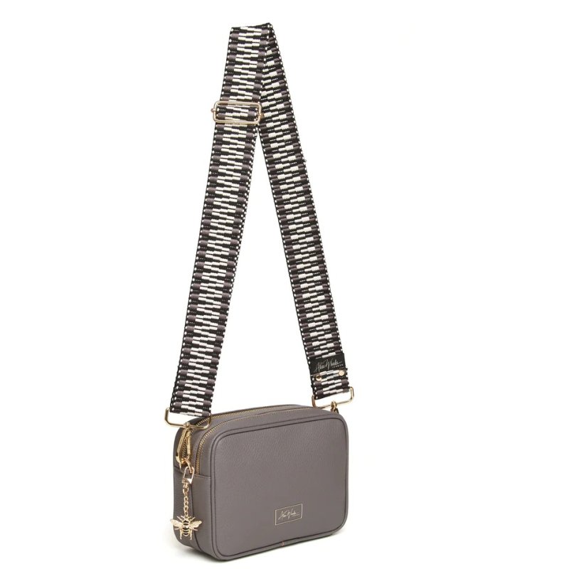 Alice Wheeler Slate Soho Double Zipped Cross Body Bag