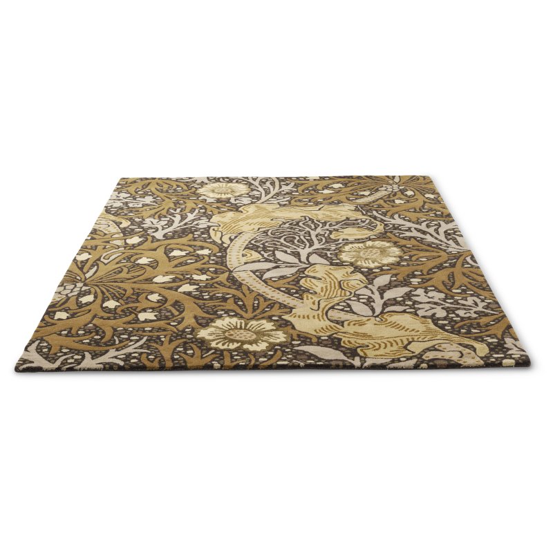 Morris & Co Seaweed Charcoal Mustard Rug