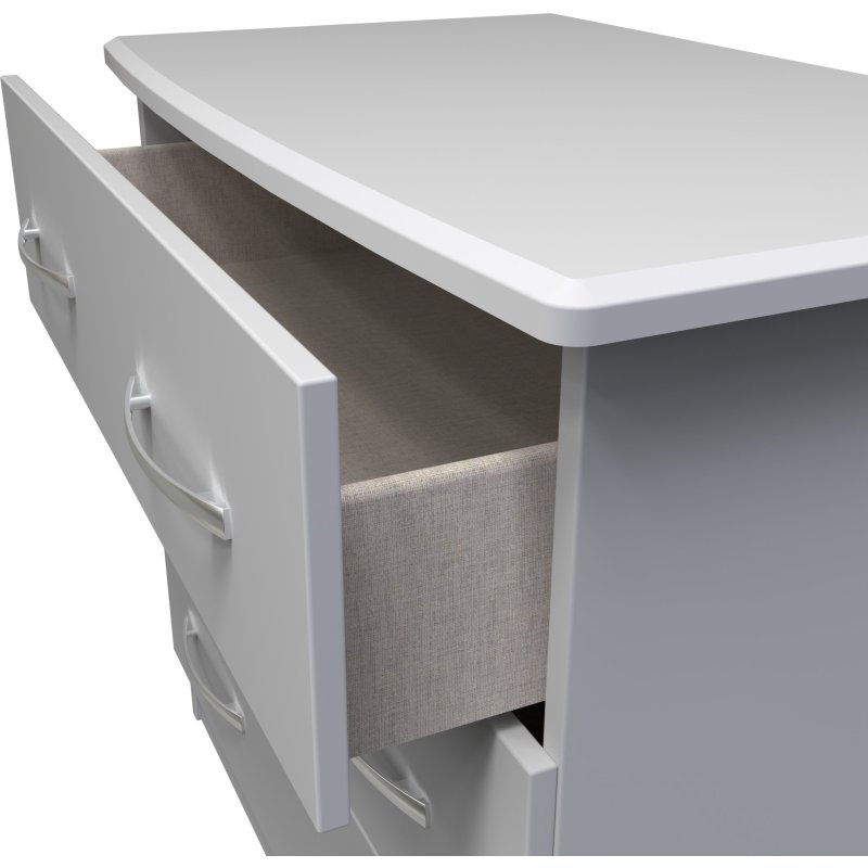 Evelyn 3 Drawer Wide Chest Grey Matt image of an open drawer on a white background