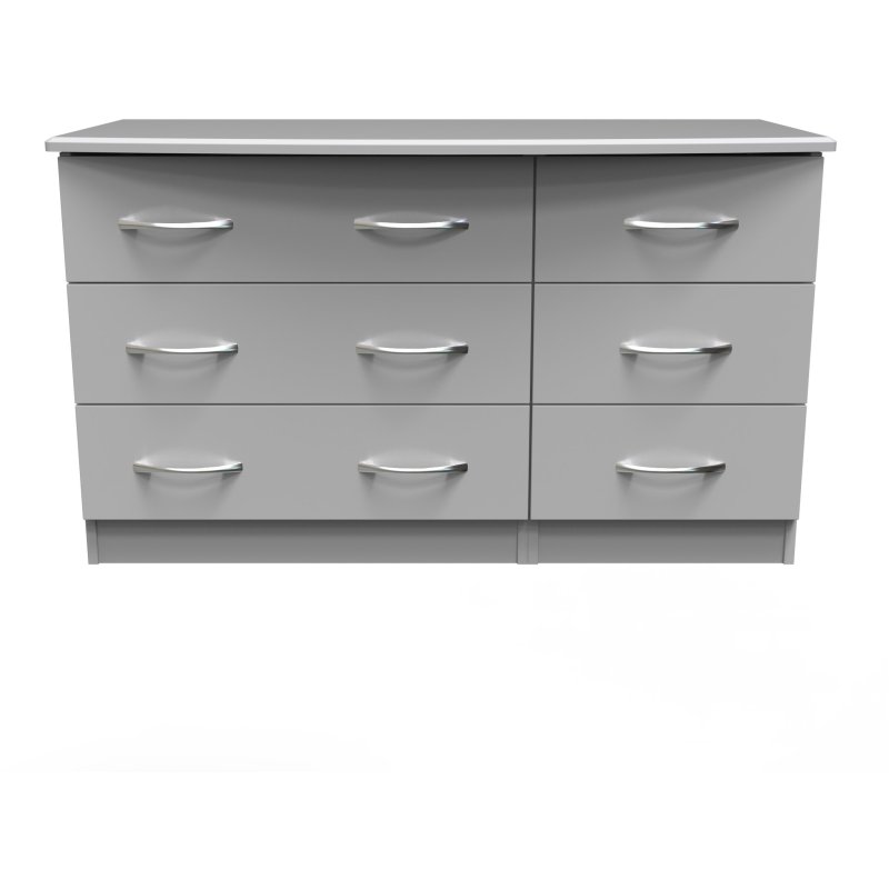 Evelyn 6 Drawer Dresser Unit Grey Matt front on image of the drawers on a white background