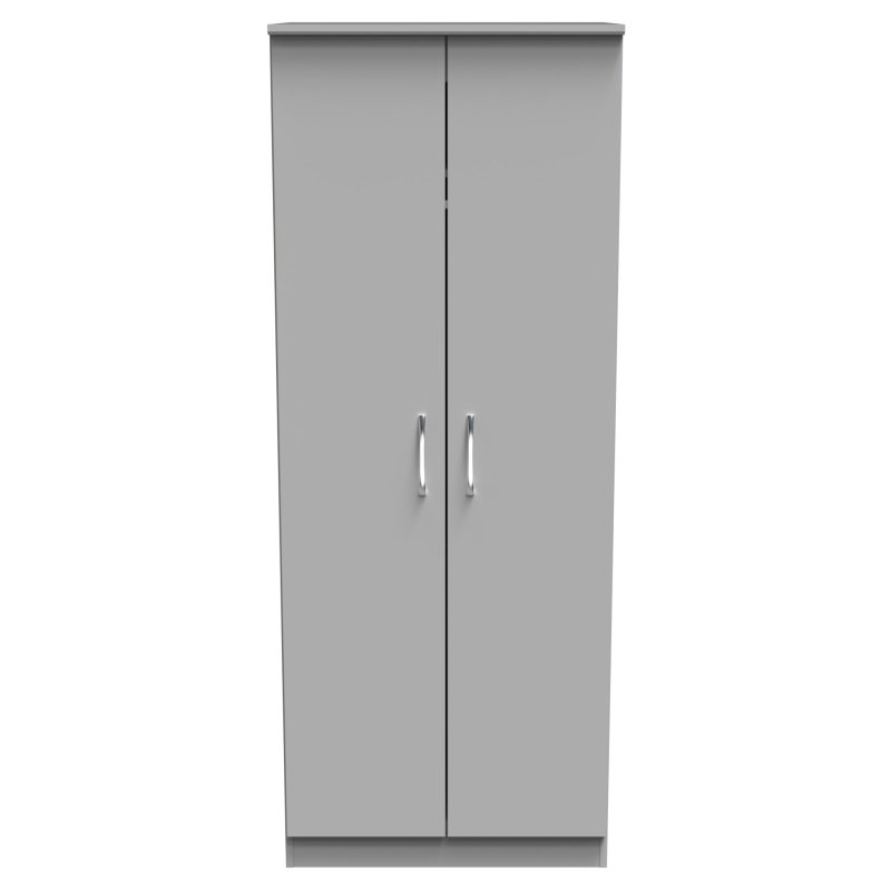 Evelyn Double Wardrobe Grey Matt front on image of the wardrobe on a white background