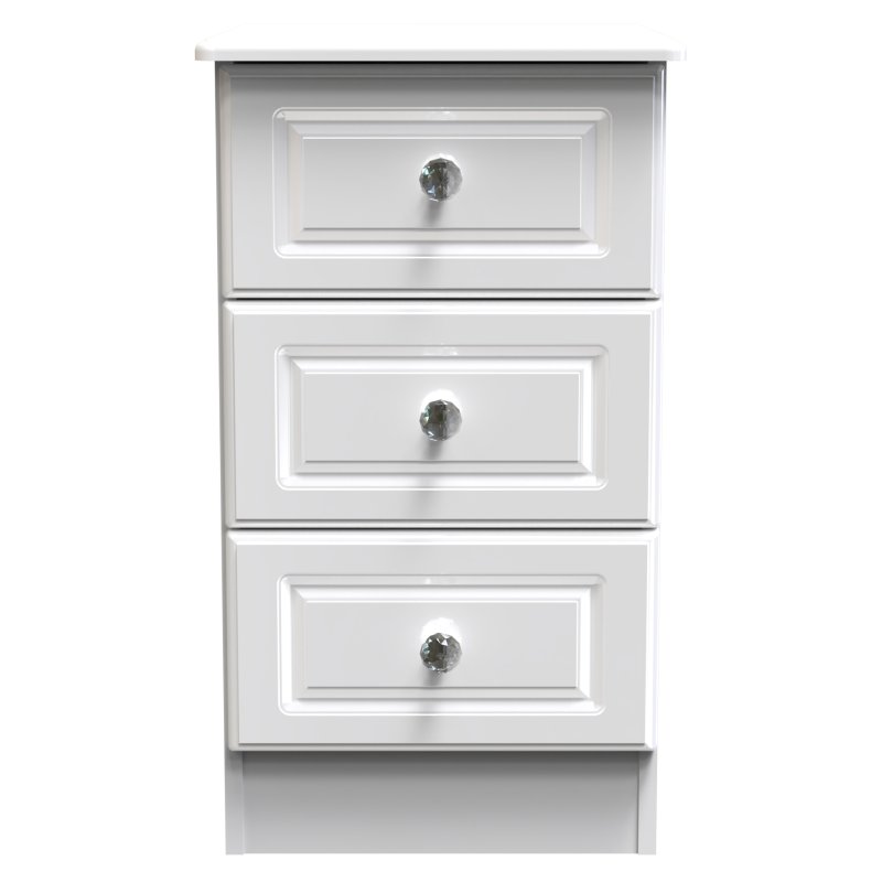 Edinbrugh 3 Drawer Locker White Gloss front on image of the drawers on a white background