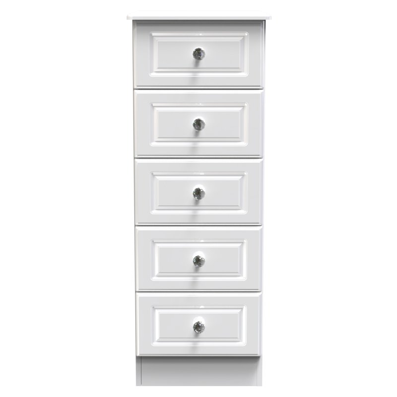 Edinbrugh 5 Drawer Locker White Gloss front on image of the drawers on a white background