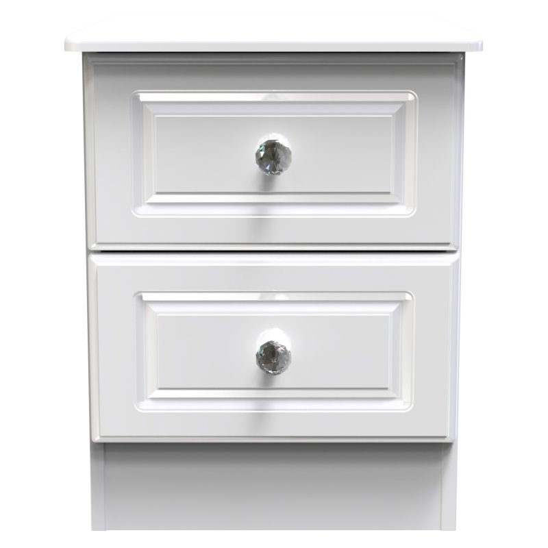 Edinbrugh 2 Drawer Locker White Gloss front on image of the drawers on a white background