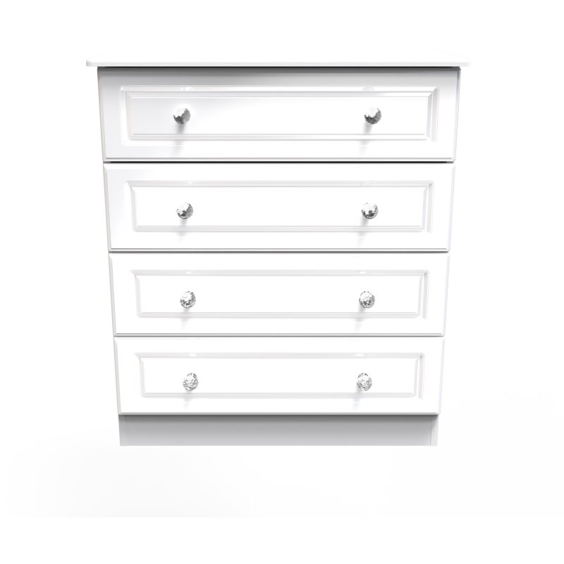 Edinbrugh 4 Drawer Chest White Gloss front on image of the chest on a white background
