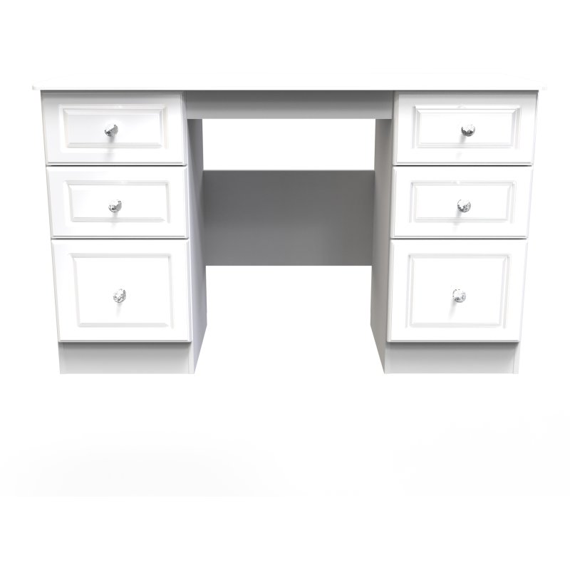 Edinbrugh Kneehole Desk White Gloss front on image of the desk on a white background