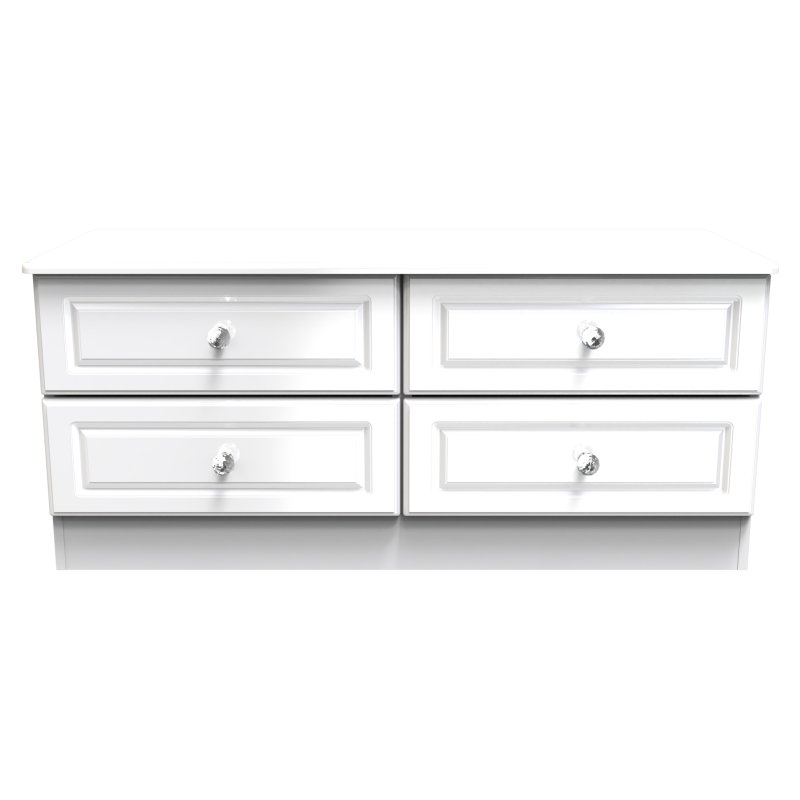 Edinbrugh 4 Drawer Bed Box White Gloss front on image of the box on a white background