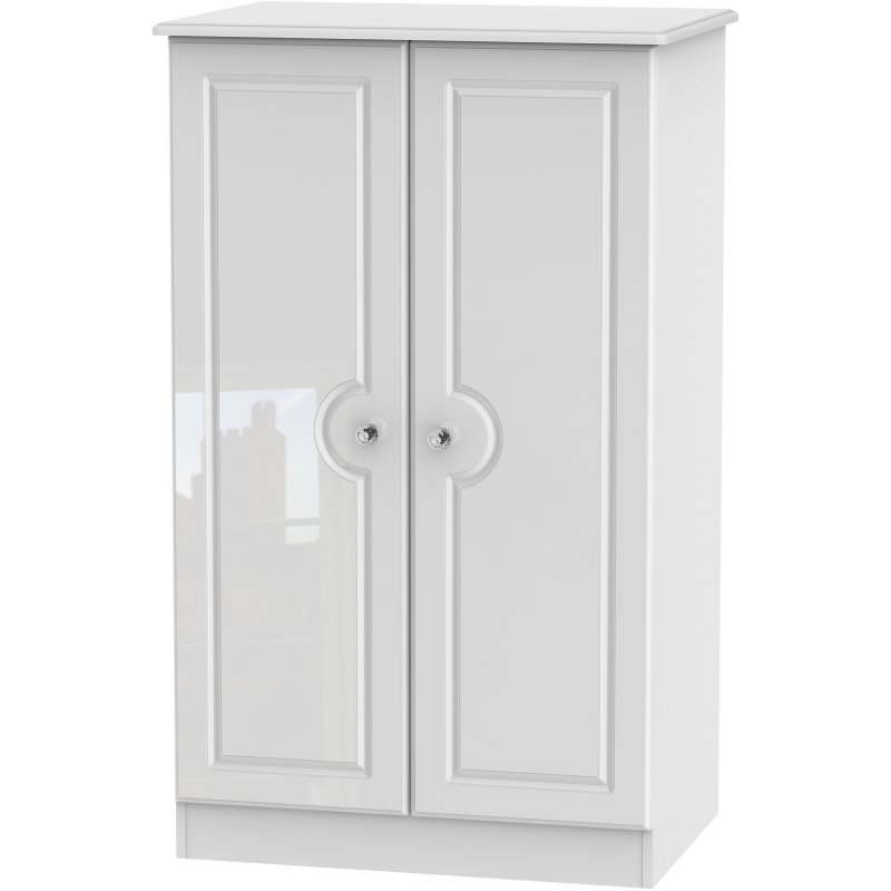 Edinbrugh 2ft 6in Midi Wardrobe White Gloss angled image of the wardrobe on a white background