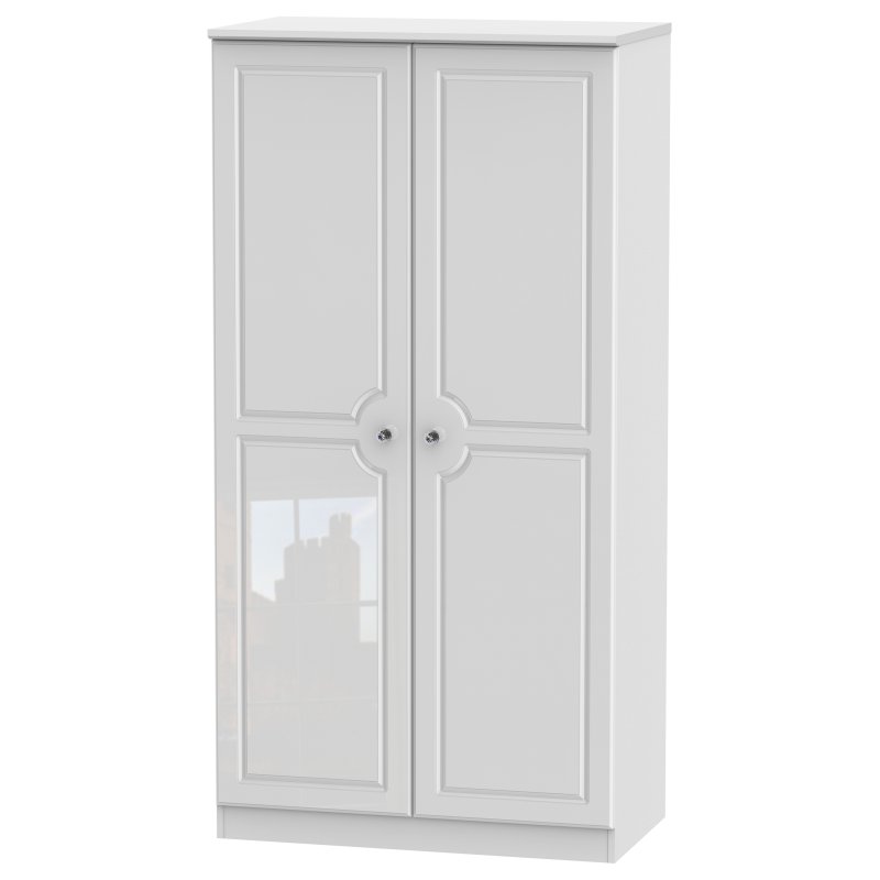 Edinbrugh 3ft Plain Wardrobe White Gloss angled image of the wardrobe on a white background