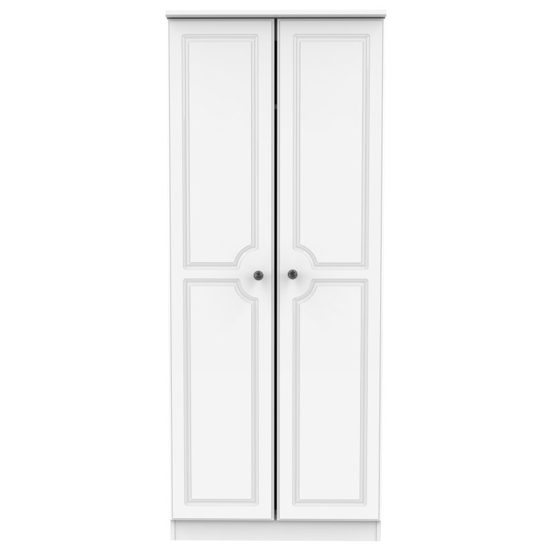 Edinbrugh Tall 2ft 6in Plain Wardrobe White Gloss front on image of the wardrobe on a white background