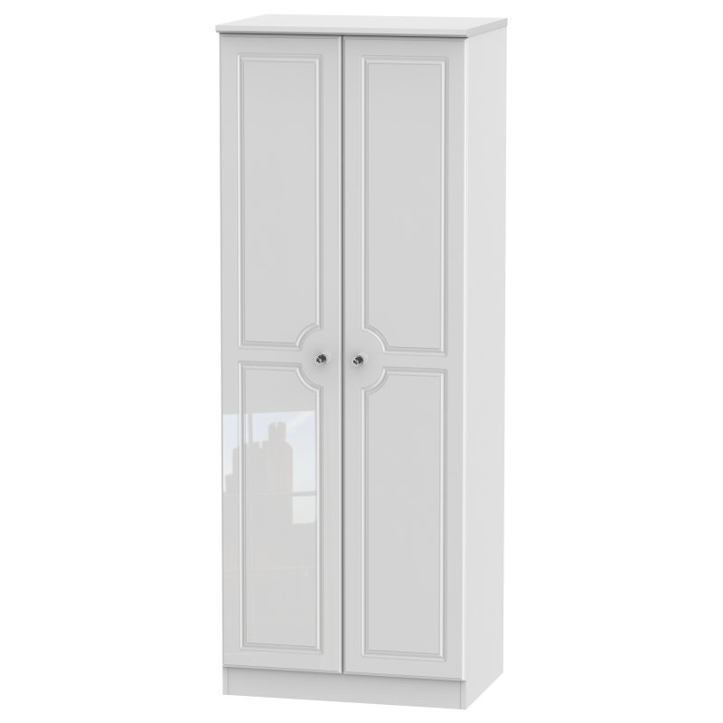 Edinbrugh Tall 2ft 6in Double Hanging Wardrobe White Gloss image of the wardrobe on a white background
