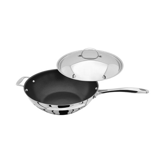 Stellar 7000 30cm Non-Stick Wok image of the wok and the lid on a white background