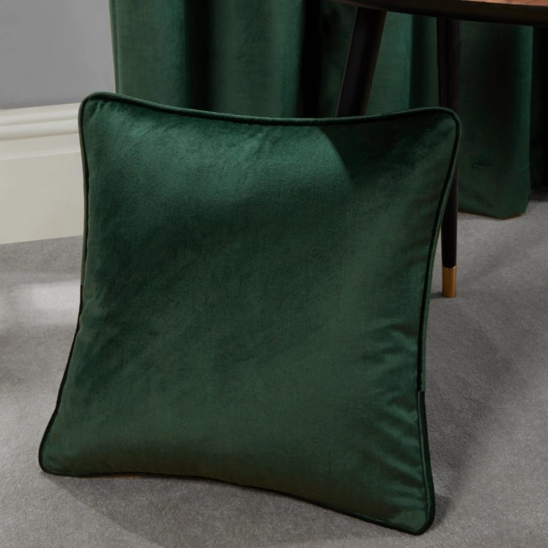 Sundour Abington Bottle Green Filled Cushion lifestyle image of the cushion